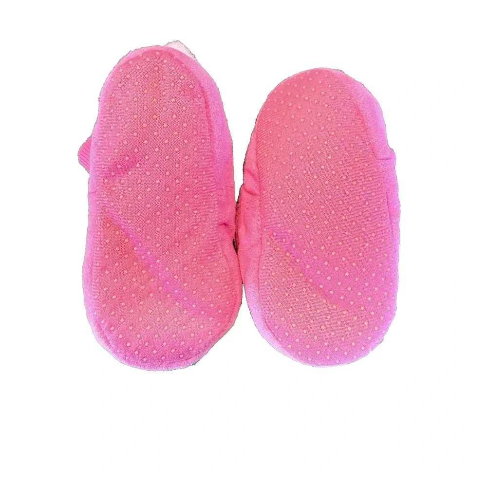 Merry Madagascar Y2K Baby 7- 8 Embroidered Giraffe Pink Fleece Slippers Booties